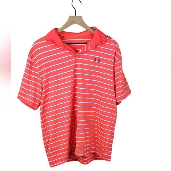 Under Armour Orange Striped Polo Shirt - Picture 1 of 5